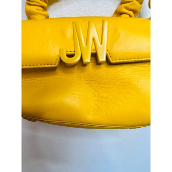 JASON WU Yellow Leather Adjustable Crossbody JW Logo Ruched Handle Rommy Bag - Picture 12 of 16